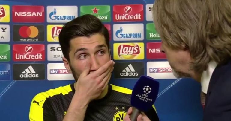 Sahin, durante un instante de la entrevista después del partido