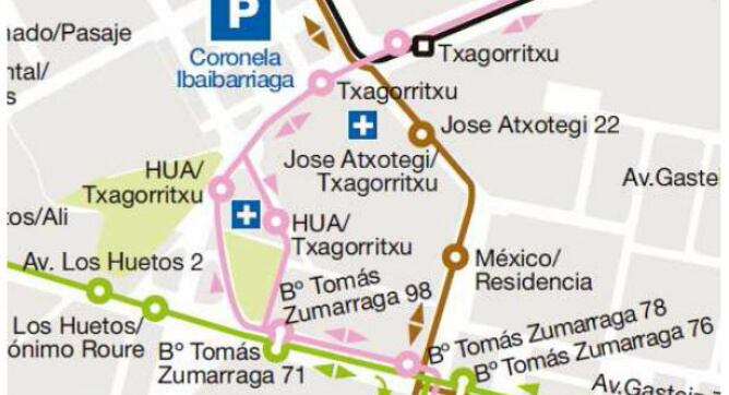 Nuevas paradas de la línea 2 Periférica de TUVISA en Txagorritxu