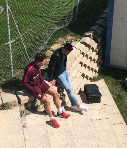 Simeone con su hijo Giovanni.