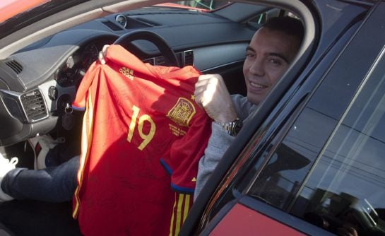 Iago Aspas, con la camiseta de su debut en la Selección.