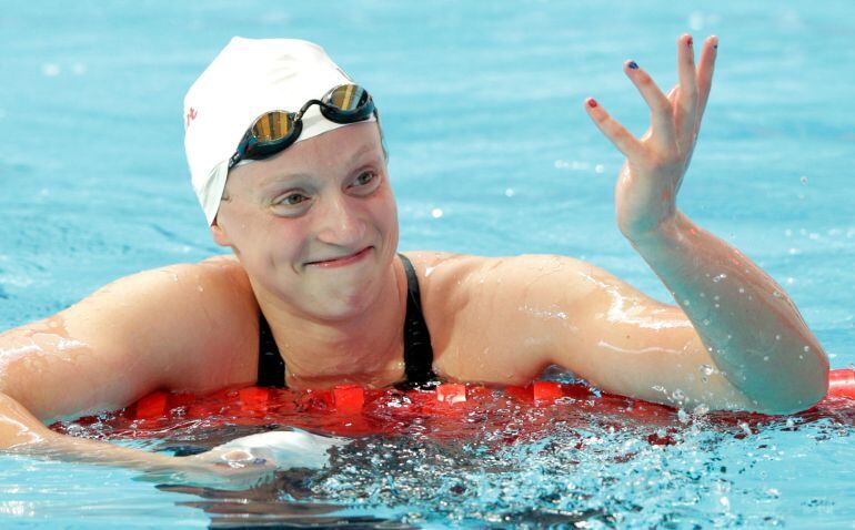 Katie Ledecky tras terminar la semifinal de los 1500 metros libre