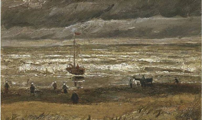 &quot;La playa de Scheveningen al desatarse la tormenta&quot; de 1882. 