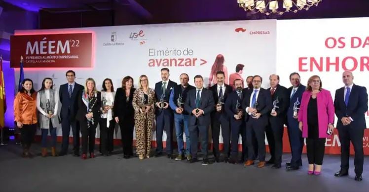 Foto oficial de los Premios al Mérito Empresarial de Castilla-La Mancha de 2022.