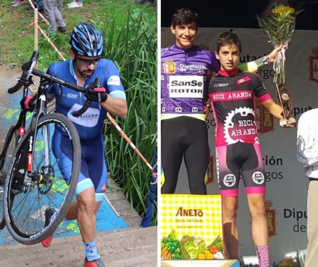 César Soria (i) y Marcos Gómez, grandes triunfadores del ciclocross.