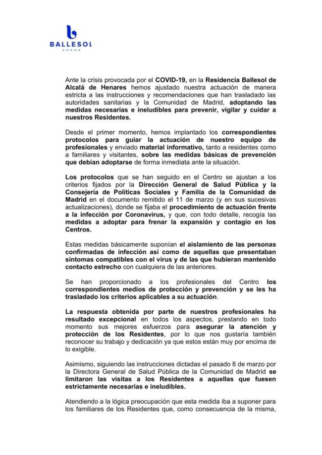 Comunicado de la residencia Ballesol (1)
