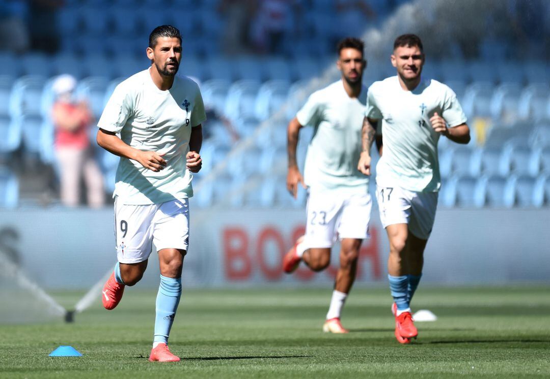 Calentamiento antes del Celta-Atlético