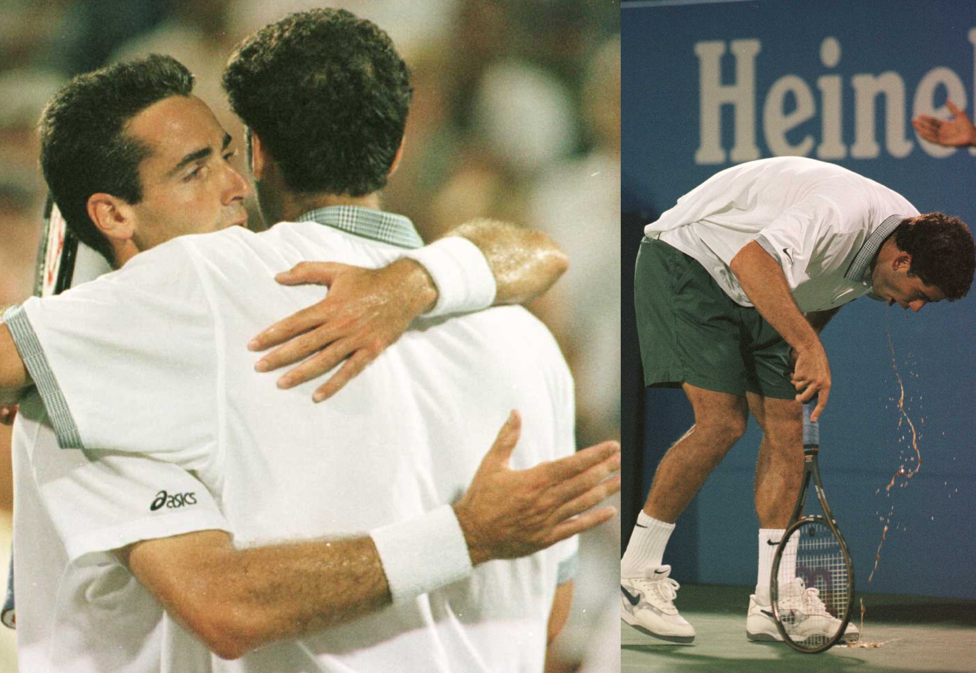 Corretja y Sampras, durante su partido del US Open de 1996