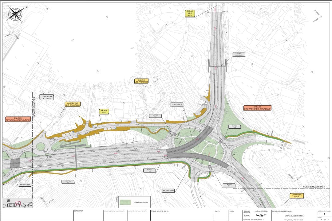 Plano del proyecto del Acceso Sur al Puerto de Algeciras.