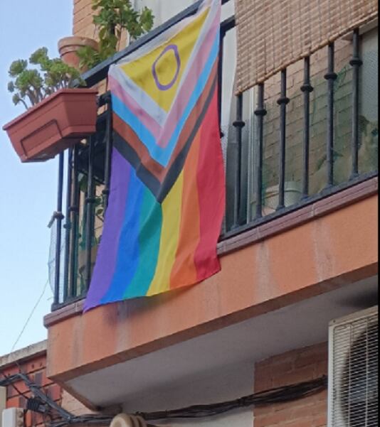 Bandera LGTBI que ha sido robada durante la semana del Orgullo en Miguelturra