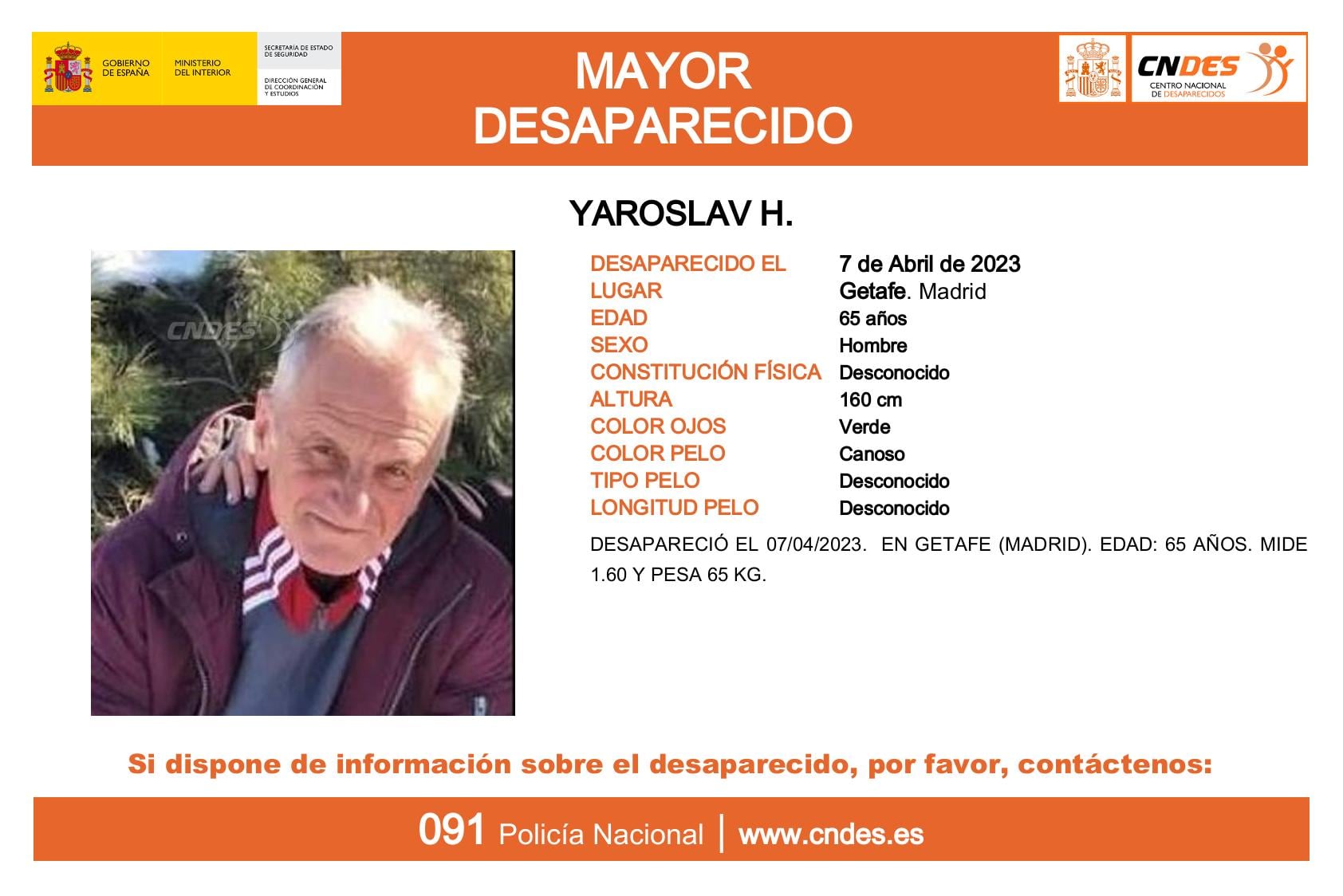 Yaroslav H., desaparecido hace un año en Getafe