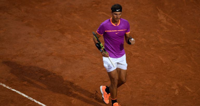 Nadal celebra un punto en el partido ante Sock