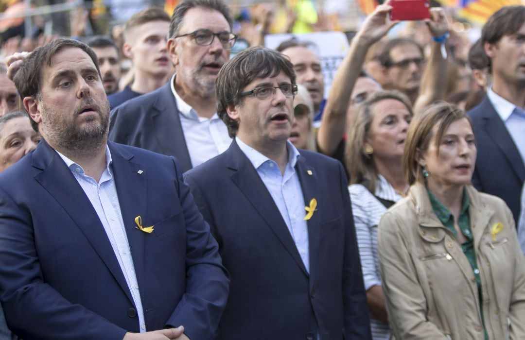 Oriol Junqueras y Carles Puigdemont en una manifestación