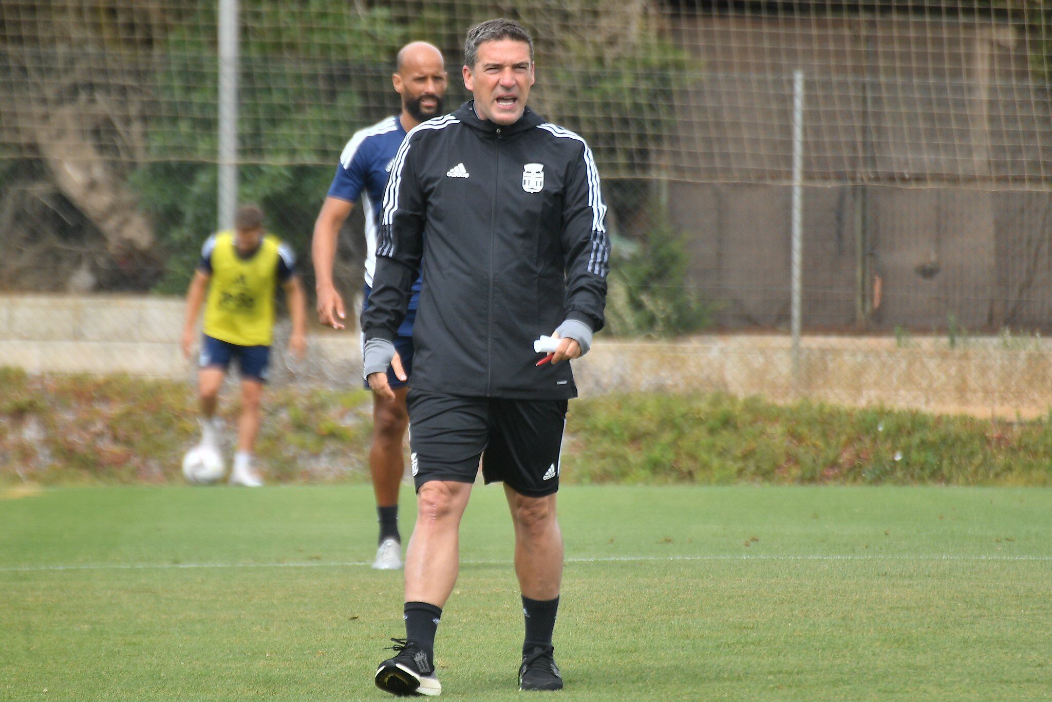 Luis Carrión durante el entrenamiento de esta mañana