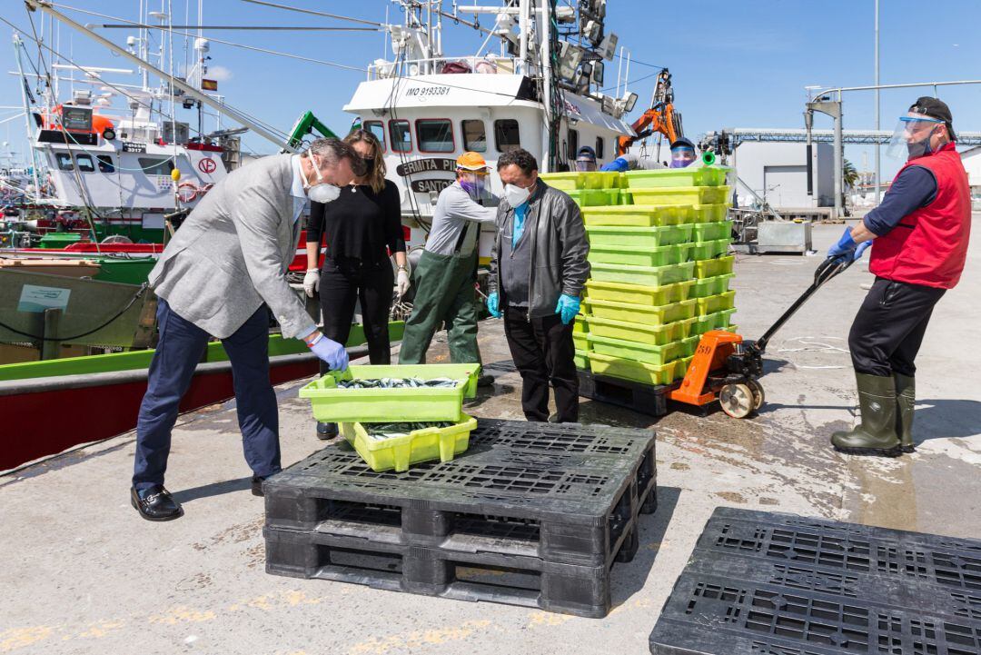 El consejero de Pesca, Guillermo Blanco, en el puerto de Santoña con motivo de la costera de la anchoa 
 GOBIERNO
 