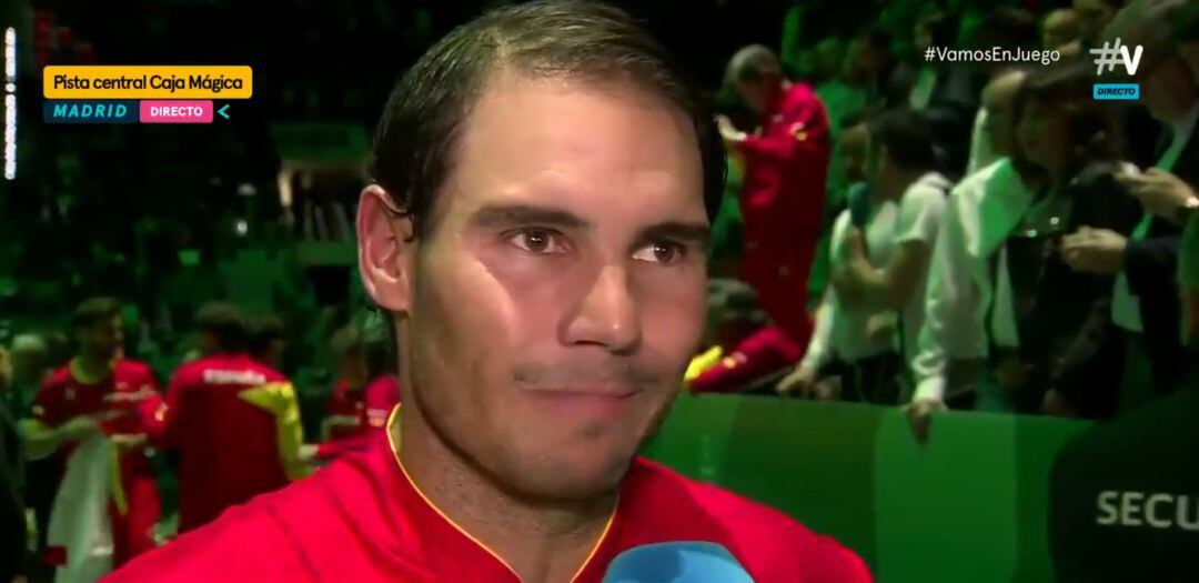 Rafa Nadal, durante su entrevista en Movistar tras ganar la Copa Davis