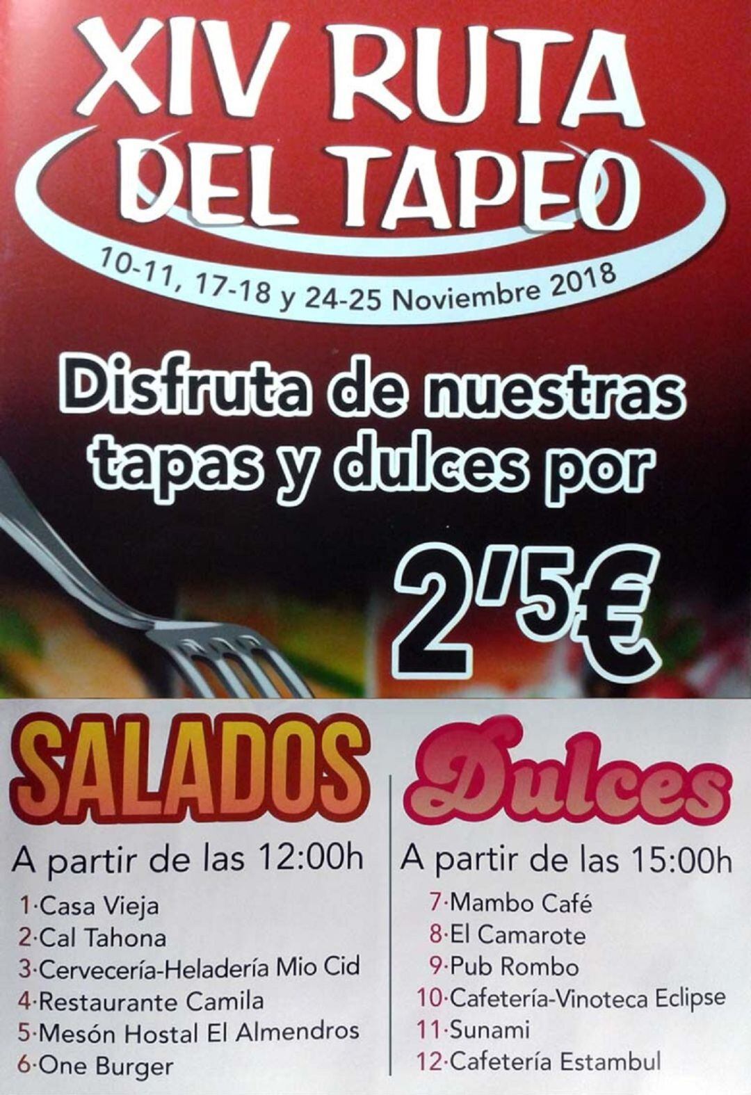 XIV Ruta del Tapeo de Sax 