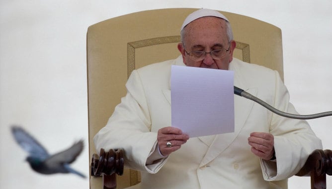 El papa Francisco durante la audiencia general de los miércoles en el Vaticano