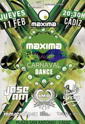 Cartel del concierto de Máxima FM durante el carnaval de Cádiz