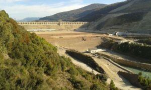 Estado del recrecimiento del embalse de Yesa en noviembre de 2015