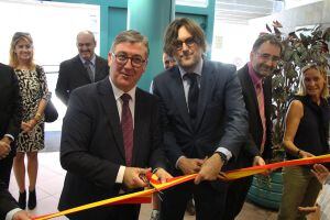 L'ambaixador d'Andorra a Espanya amb el Secretari d'Estat d'Educació espanyol inaugurant el nou centre integrat espanyol Maria Moliner, ahir a Escaldes.