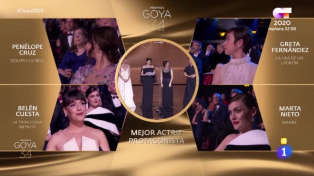 Imagen del momento en el que alguien del público grita &quot;Estefanía&quot; durante la gala de los Goya 2020.