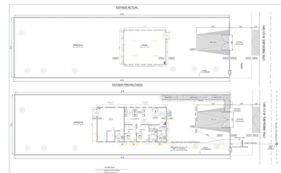 Imagen de los planos del consultorio auxiliar