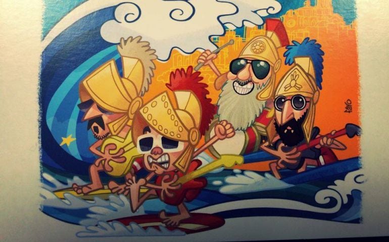 Portada del disc "Nadal i Cap d'any a la platja" de Tàrraco Surfers.