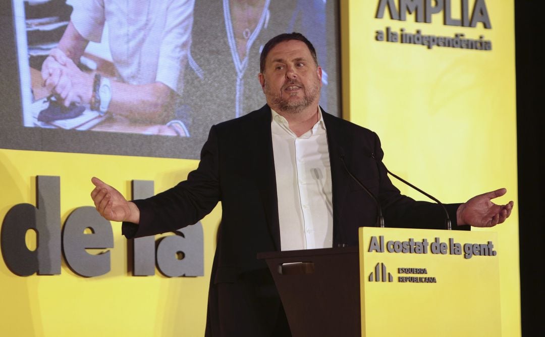 Oriol Junqueras, durante el acto de cierre de campaña de ERC, el pasado viernes.