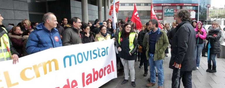 Trabajadoresde Extel en una de sus protestas. Foto de archivo