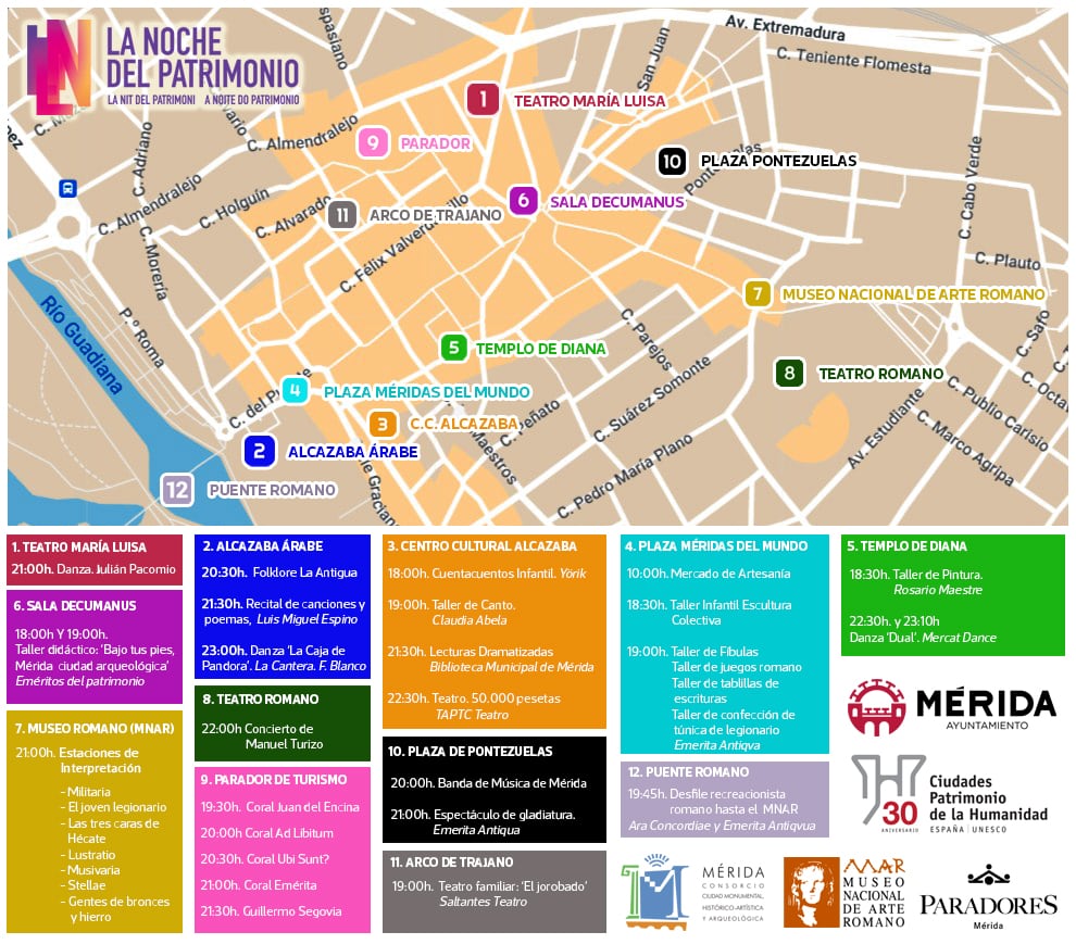 MAPA LA NOCHE DEL PATRIMONIO MÉRIDA