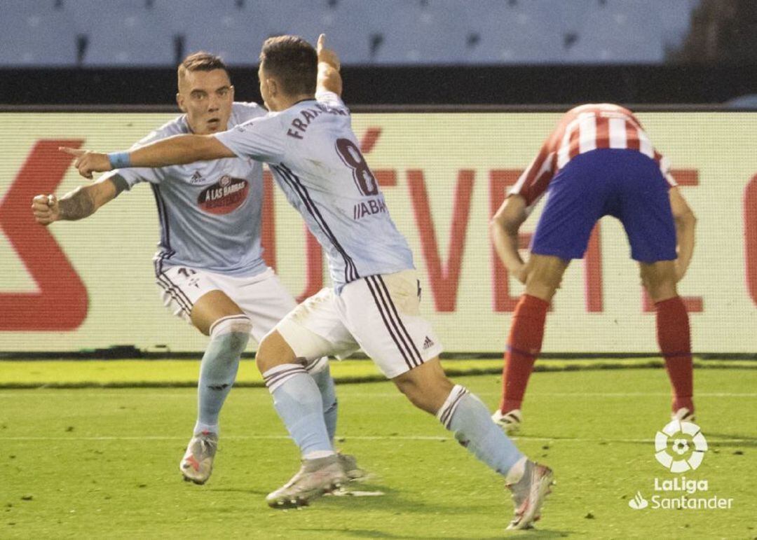 Fran Beltrán celebra su gol ante el Atlético. 
