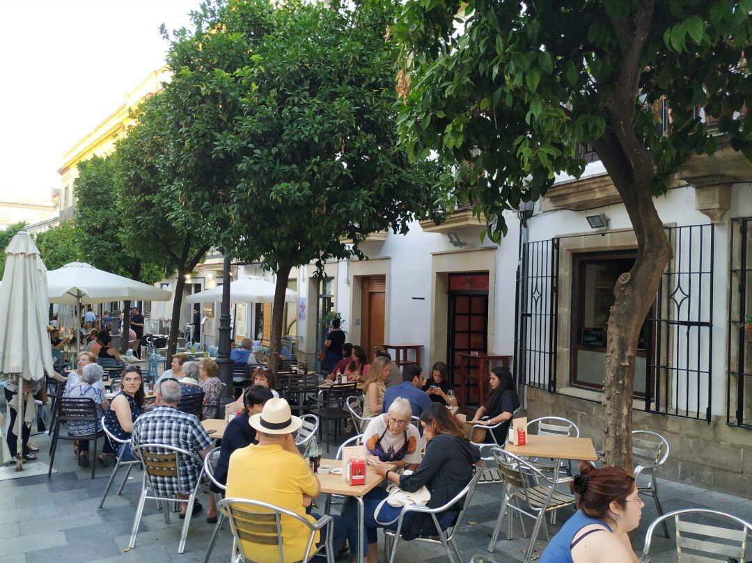 Una de las terrazas del centro de Jerez