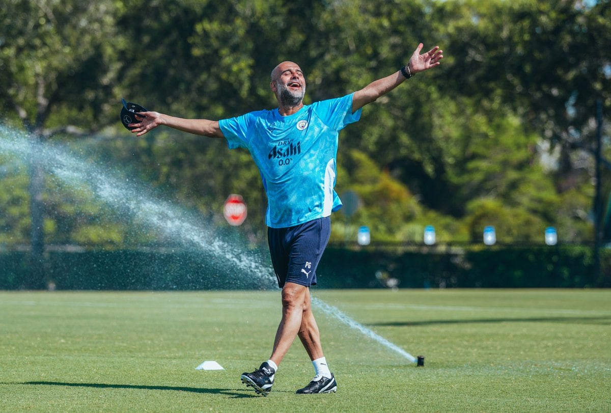 Pep Guardiola, durante los entrenamientos del City en Estados Unidos