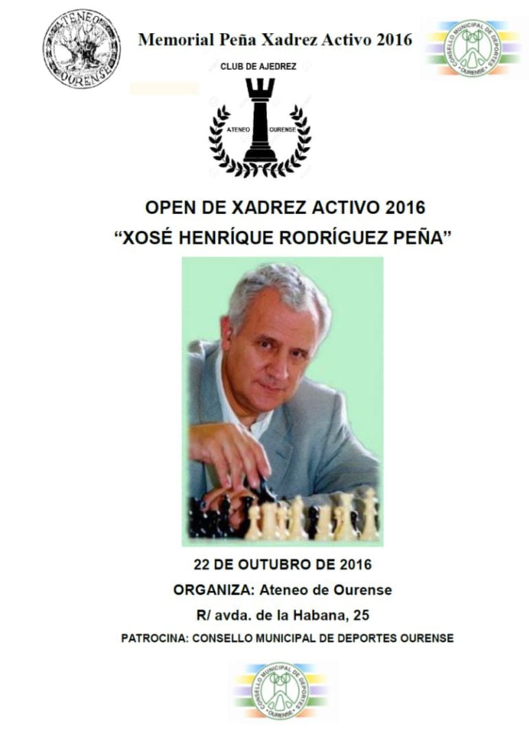 Cartaz, do memorial de xadrez, Xosé Henriquez Rodríguez Peña, 2016