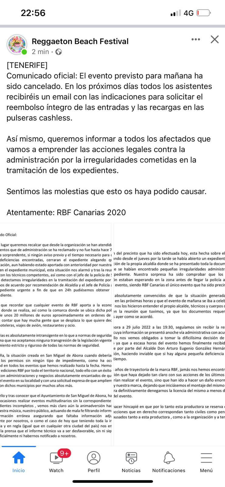 Comunicado de los promotores del festival.