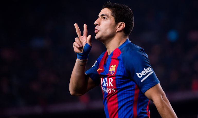 El delantero del Barcelona Luis Suárez, durante el partido de Copa ante el Atlético en el Camp Nou.