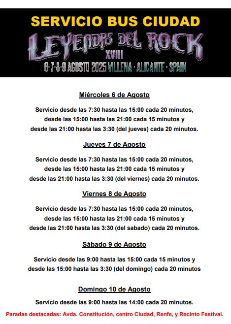 Servicio de bus en Leyendas del Rock