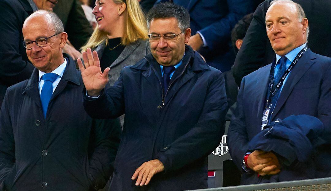 Josep Maria Bartomeu, en el palco del Camp Nou.