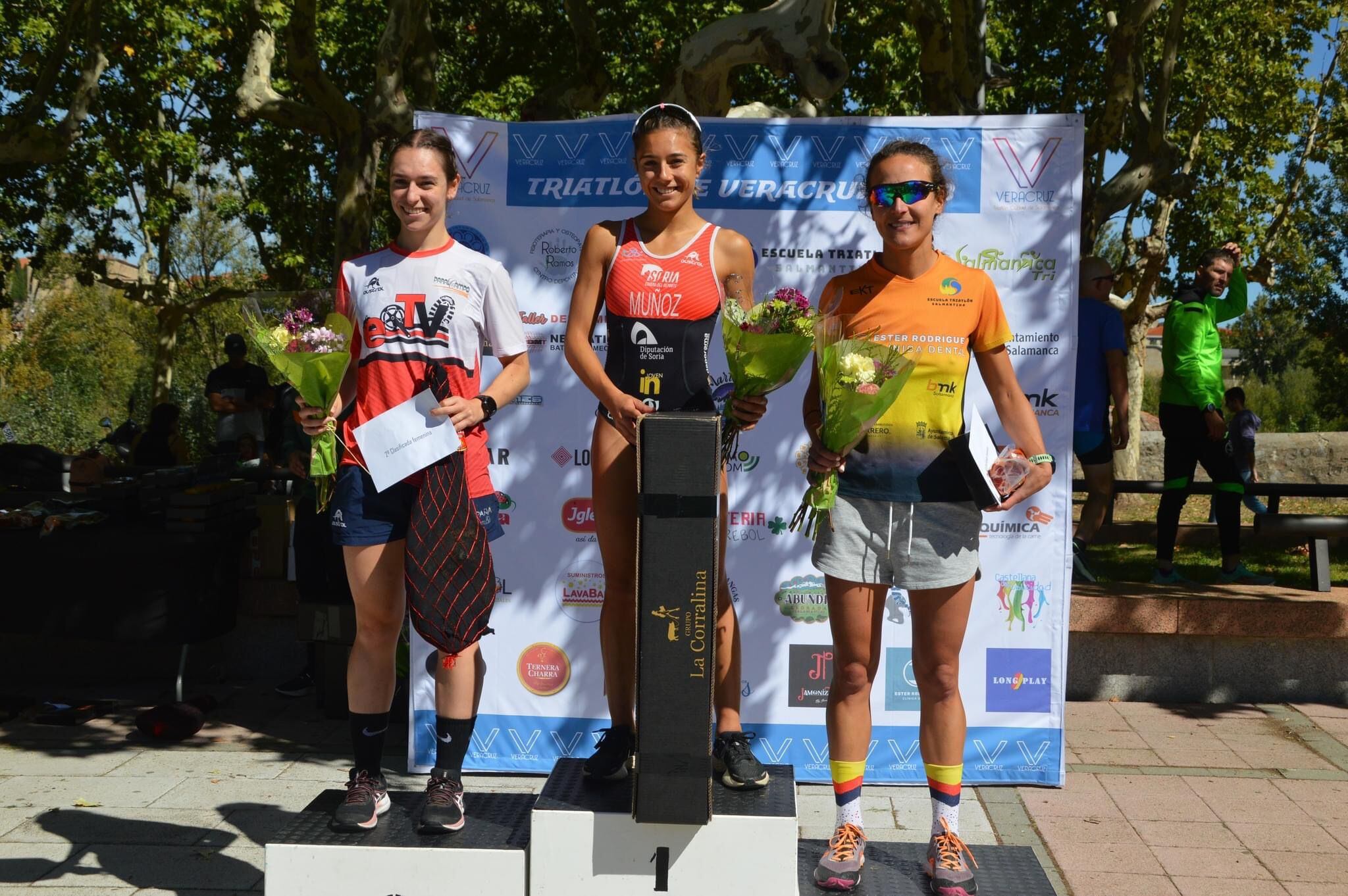 Podio femenino de la prueba salmantina, con Marina Muñoz en lo más alto.