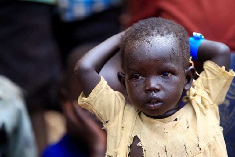 A child displaced by fighting in South Sudan arrives in Lamwo after fleeing fighting in Pajok town across the border in northern Uganda April 5, 2017. REUTERS James Akena     TPX IMAGES OF THE DAY