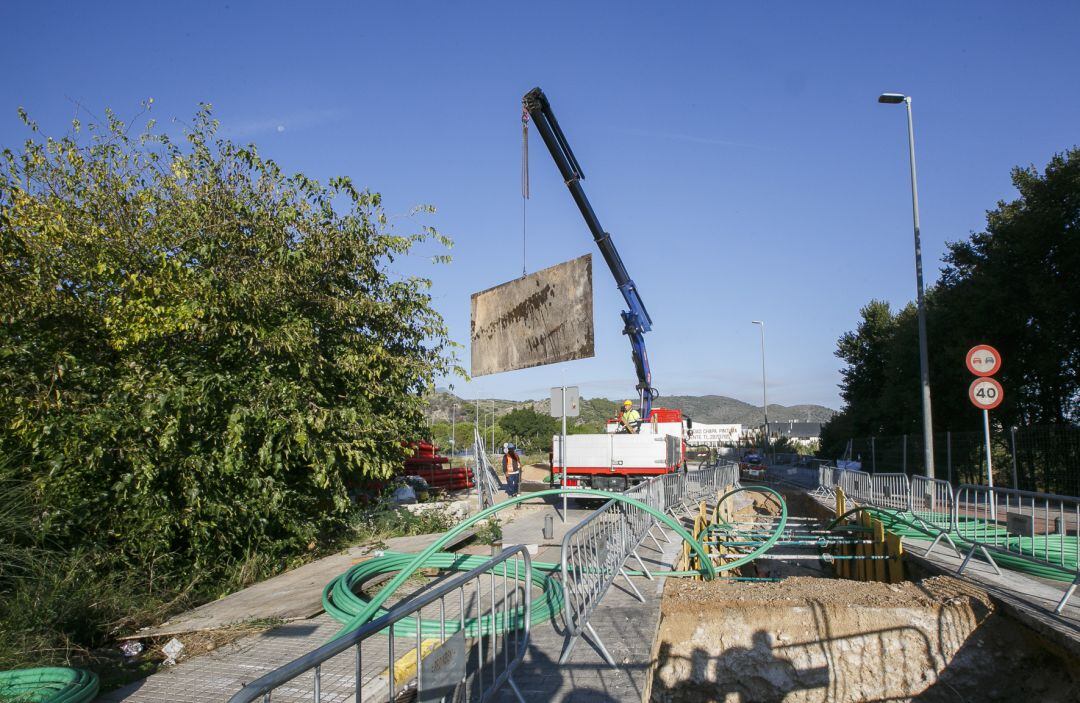 Obras de canalización del cableado de alta tensión en Gandia 