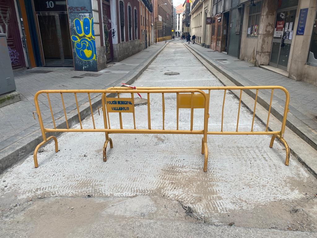 Calle Fray Luis de León, en Valladolid, en obras