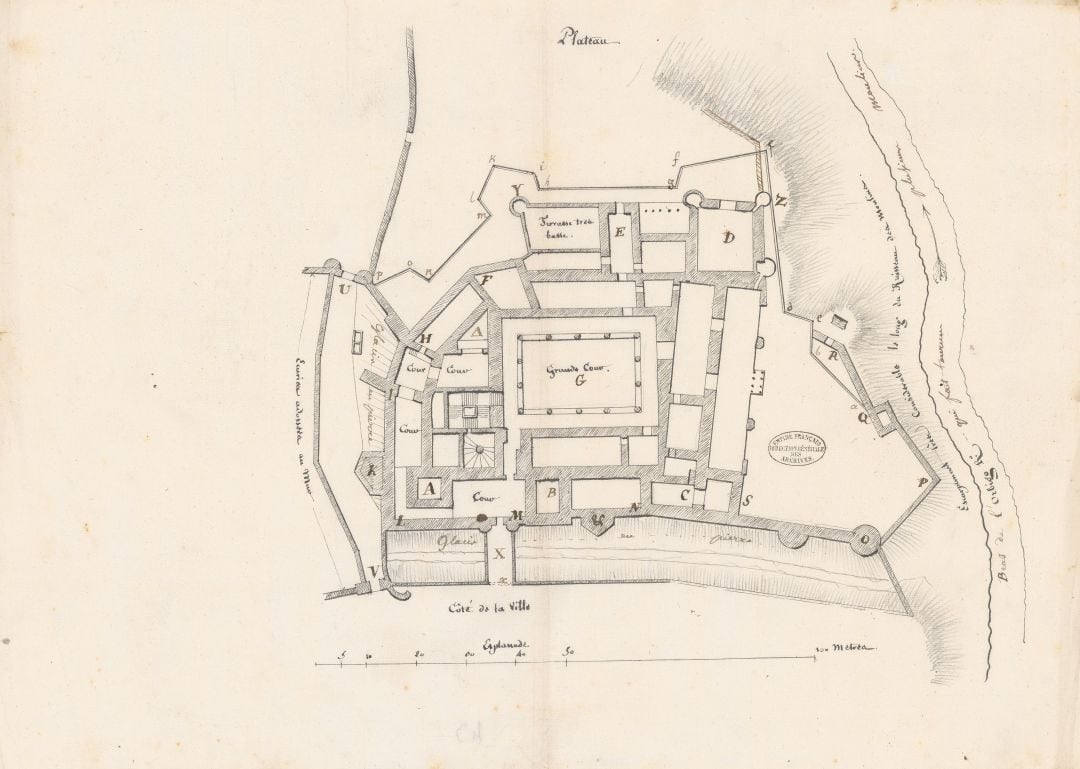 Plano del Castillo de Benventene realizado por el Coronel del Ejercito Francés Francois-Alexandre Blein