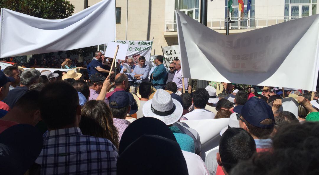 Los agricultores han tomado la Plaza de las Batallas de Jaén para exigir precios justos para el aceite de oliva