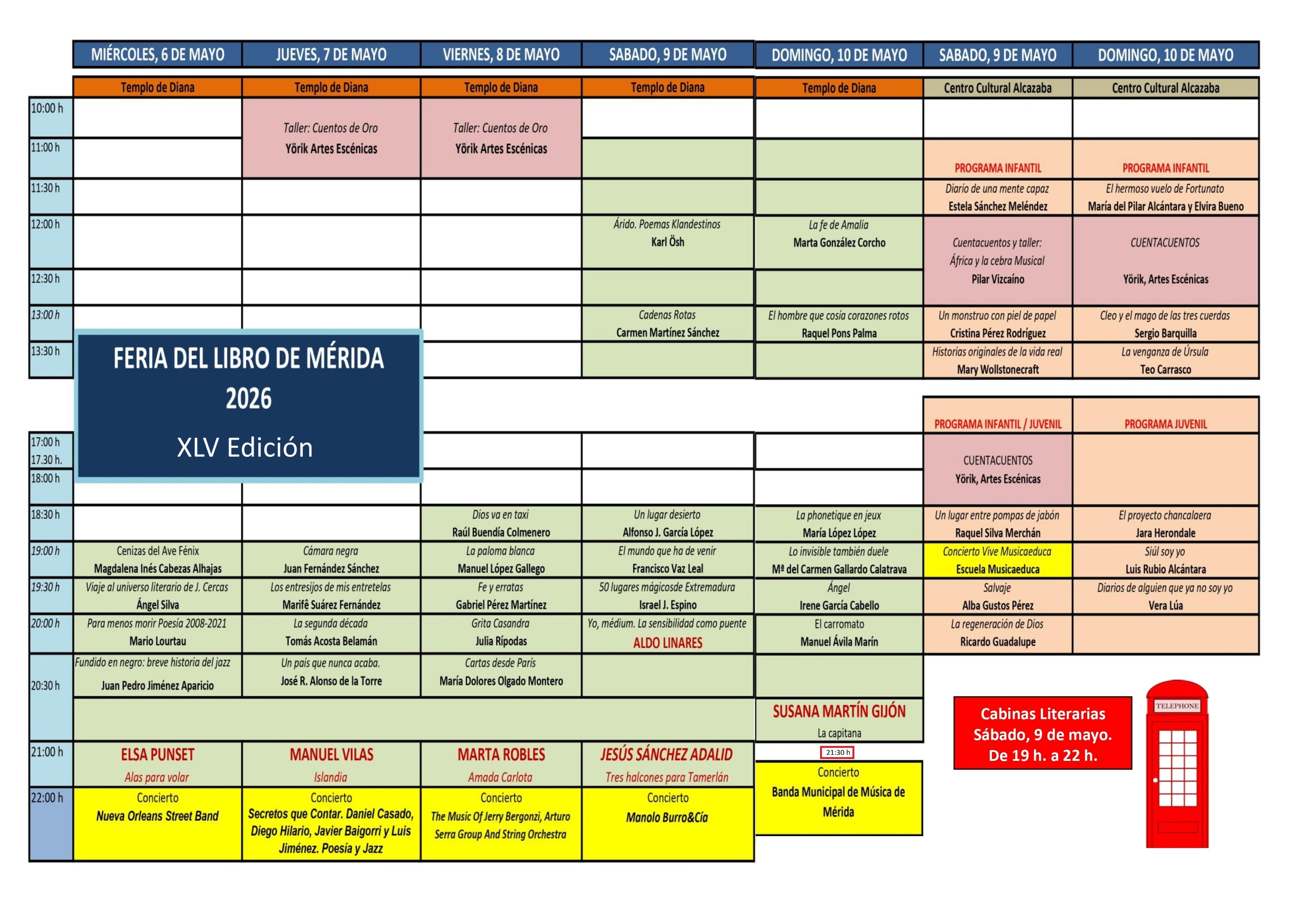 Programación de la Feria del Libro de Mérida
