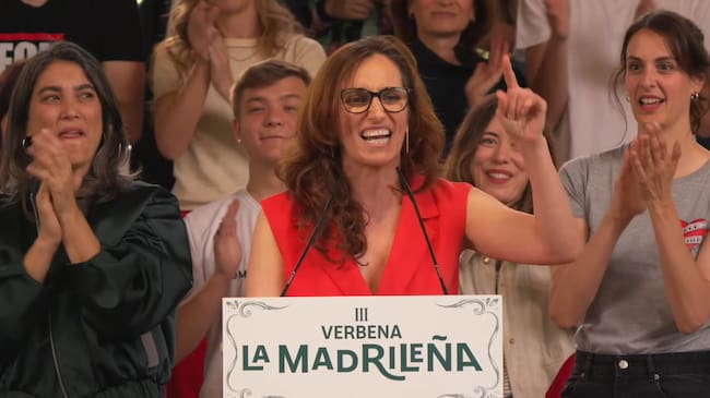 Mónica García anuncia que se presentará a las primarias en la Comunidad de Madrid para que "se vaya Ayuso y sus políticas dañinas". Captura del vídeo del evento de Más Madrid