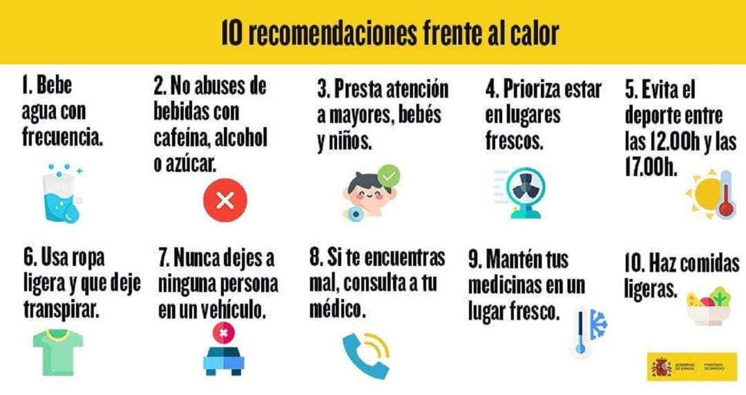 Diez recomendaciones frente al calor