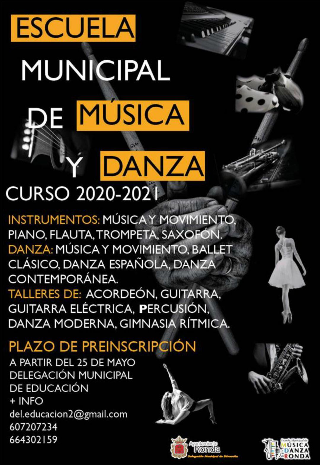 Cartel de los cursos de Música y Danza