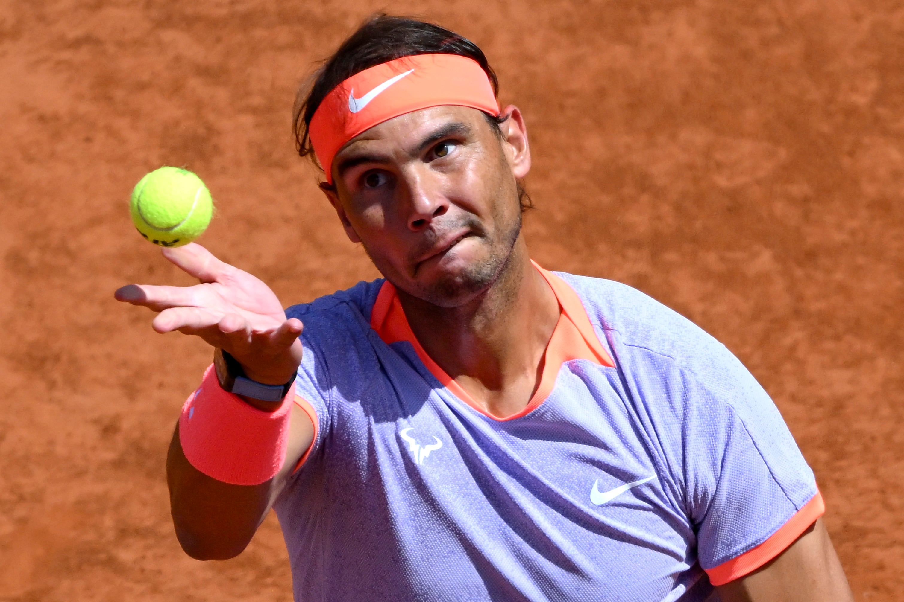 Rafa Nadal, durante su primer partido del Masters de Roma ante el belga Zizou Bergs