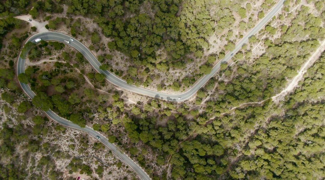 Vista aérea de la carretera de La Mola